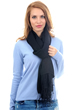 Cashmere & Silk ladies shawls platine black 201 cm x 71 cm